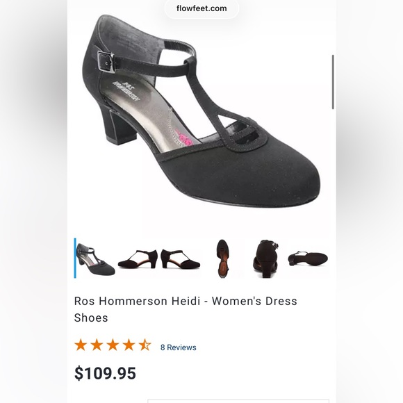 Ros Hommerson Heidi Black T-Strap Buckle Heels Women Shoes Size 8 Wide - Picture 5 of 9